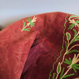 Vintage Afghan Fur-Lined Embroidered Coat – Burgundy / Brown – XS-S 8