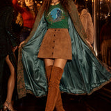 Vintage Emerald Green Asian Brocade Coat robe