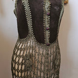 Vintage Suede & Crochet Mini Dress/top S