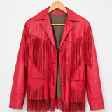 Vintage Red Leather Fringe Jacket 8