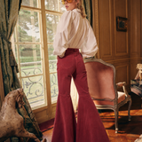 House of Skye Burgundy Corduroy Bell Flares — Size L