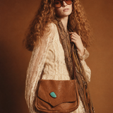 Vintage Turquoise Stone Leather Bag