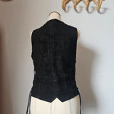 Vintage STAGG Black Suede Lace-Up Vest size 36 AUS 8