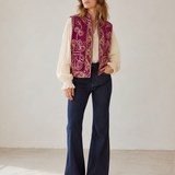 Vintage Turkish Velvet Embroidered Vest L