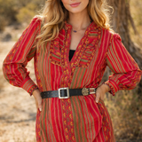 Vintage Bone & Beaded Leather Concho Belt 77–88cm