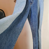 Up-Cycled Levi’s Two-Tone Panel Wide Leg Jeans size 8
