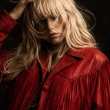 Vintage Red Leather Fringe Jacket 8