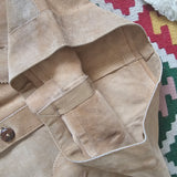 Vintage 1970s Tan Suede Leather A-Line Mini Skirt 10/12