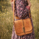 Vintage Hand-Tooled Leather Shoulder Bag