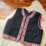 Vintage Embroidered Quilted Vest – Made in India