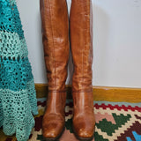 Vintage 70s Leather Knee-High Boots – Worn-In Tan | Size 6.5B