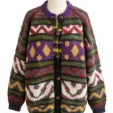 Hand Knitted 70s Wool Blend Folk Jumper M