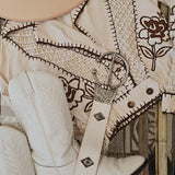 Vintage White Leather Belt with Ornate Silver buckle