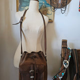 Vintage Tooled Leather Drawstring Bag