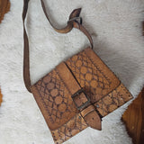 Vintage Tooled Leather Messenger Bag — Custom Paint Option Available