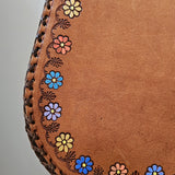 vintage hand painted tooled leather bag – floral detail