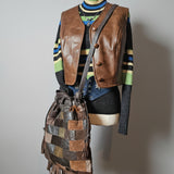 Vintage 70s  Leather Look Vest xs/s