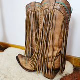 Corral Fringe Cowgirl Boots – Size 12 (Brand New in Box) missing a few tassels.