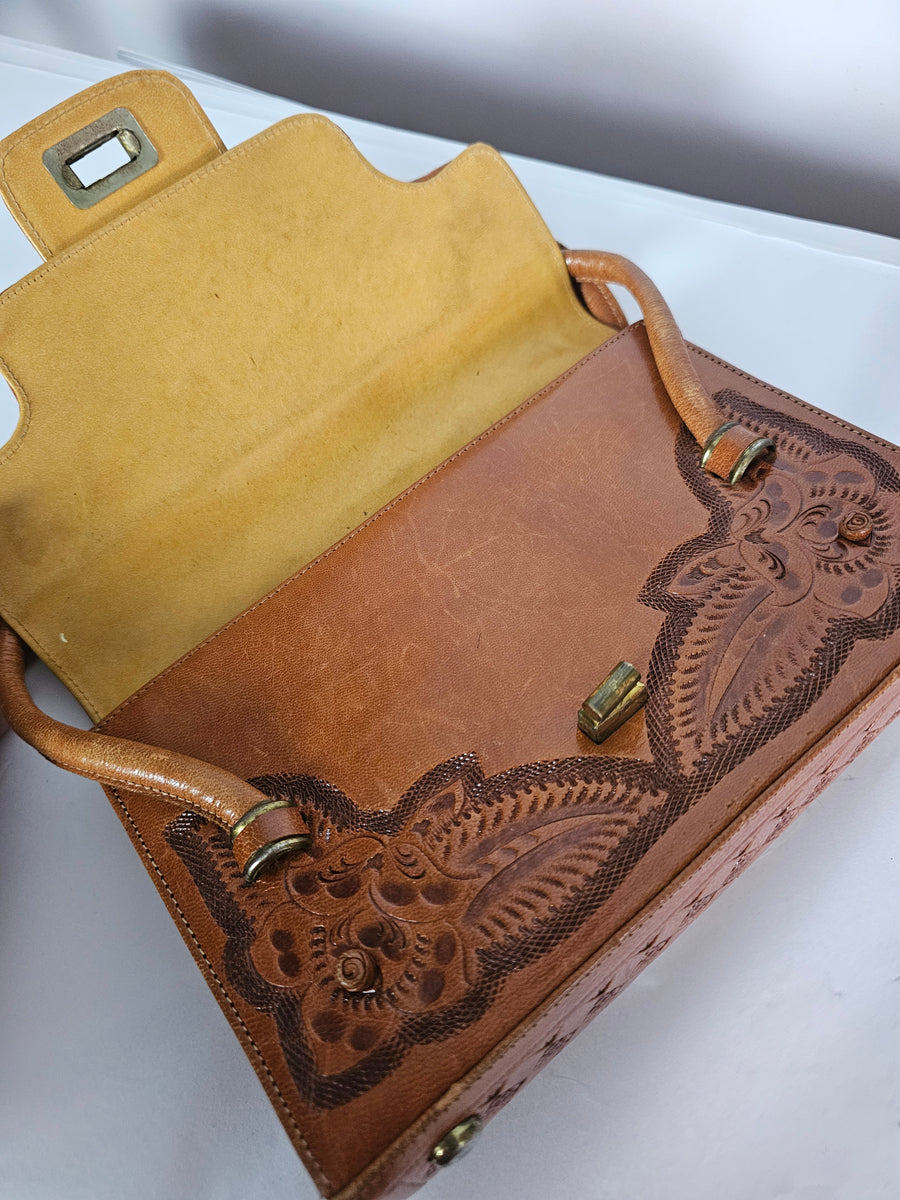 Vintage Tooled Leather Handbag – Western Boho Charm