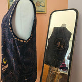Vintage Velvet Embroidered Vest | Size L Unisex