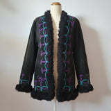Vintage Black Purple & Tourquoise Penny Lane Coat M/L 12/14
