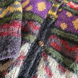 Hand Knitted 70s Wool Blend Folk Jumper M