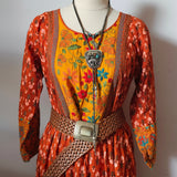 Indian Size 40 Cotton Embroidered Boho Maxi Dress