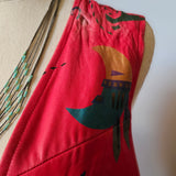 Vintage 90s Char Hand-Painted Leather Vest – Red Western Art Tassel Vest