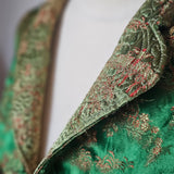 Vintage Emerald Green Asian Brocade Coat robe