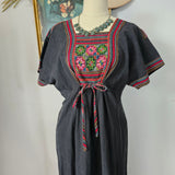 Vintage Mexican Embroidered Dress S/M