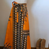 Vintage 70s Cotton Wrap Maxi Skirt – One Size