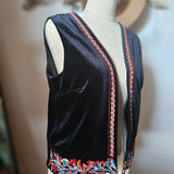 Vintage Embroidered Velvet Vest (Fits AU 8–10)
