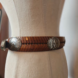 Vintage Tooled Western Leather Concho Belt – Adjustable Size 32