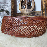 Vintage Woven Leather Double Buckle Belt