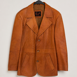 Vintage Cognac Leather Blazer-mens-unisex L/XL