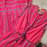 Vintage Leroy Red Polka Dot &amp; Stripe Maxi Dress s/xs