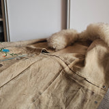 Custom Painted Sheepskin Suede Penny Lane Coat XS/S