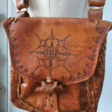 Vintage Tooled Leather Shoulder Bag