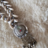Vintage Cowrie Shell & Tribal Pendant Necklace