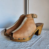 Vintage Leather/ Wood Clog Heels – Size 8