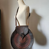 Vintage 60s/70s Hand-Tooled Leather Mandala Shoulder Bag