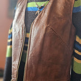 Original 60s/70s Leather Zip Vest Dress/Vest size M 9/10