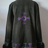 Vintage Black Purple & Tourquoise Penny Lane Coat M/L 12/14