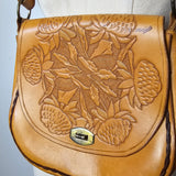 Vintage Tooled Leather Shoulder Bag