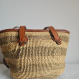 Vintage Woven Rattan Leather Tote Bag