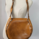 Vintage 1970s Tooled Leather Crossbody Bag