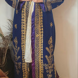 Royal Blue & Gold Embroidered Vintage Robe Coat – Bohemian Queen Energy M/L