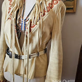 Vintage 1970s Char Designs Santa Fe Suede Fringe Jacket – Hand-Painted Western Boho USA size M 10/12