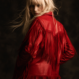 Vintage Red Leather Fringe Jacket 8