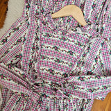 70s Prairie Dream Dress – Rose Plaid Ruffle Maxi 8